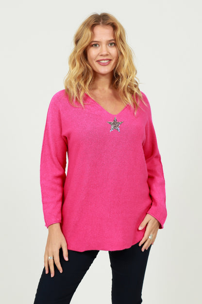 GLITZ ONE STAR Ultra Soft V-NECK SOFT JUMPER