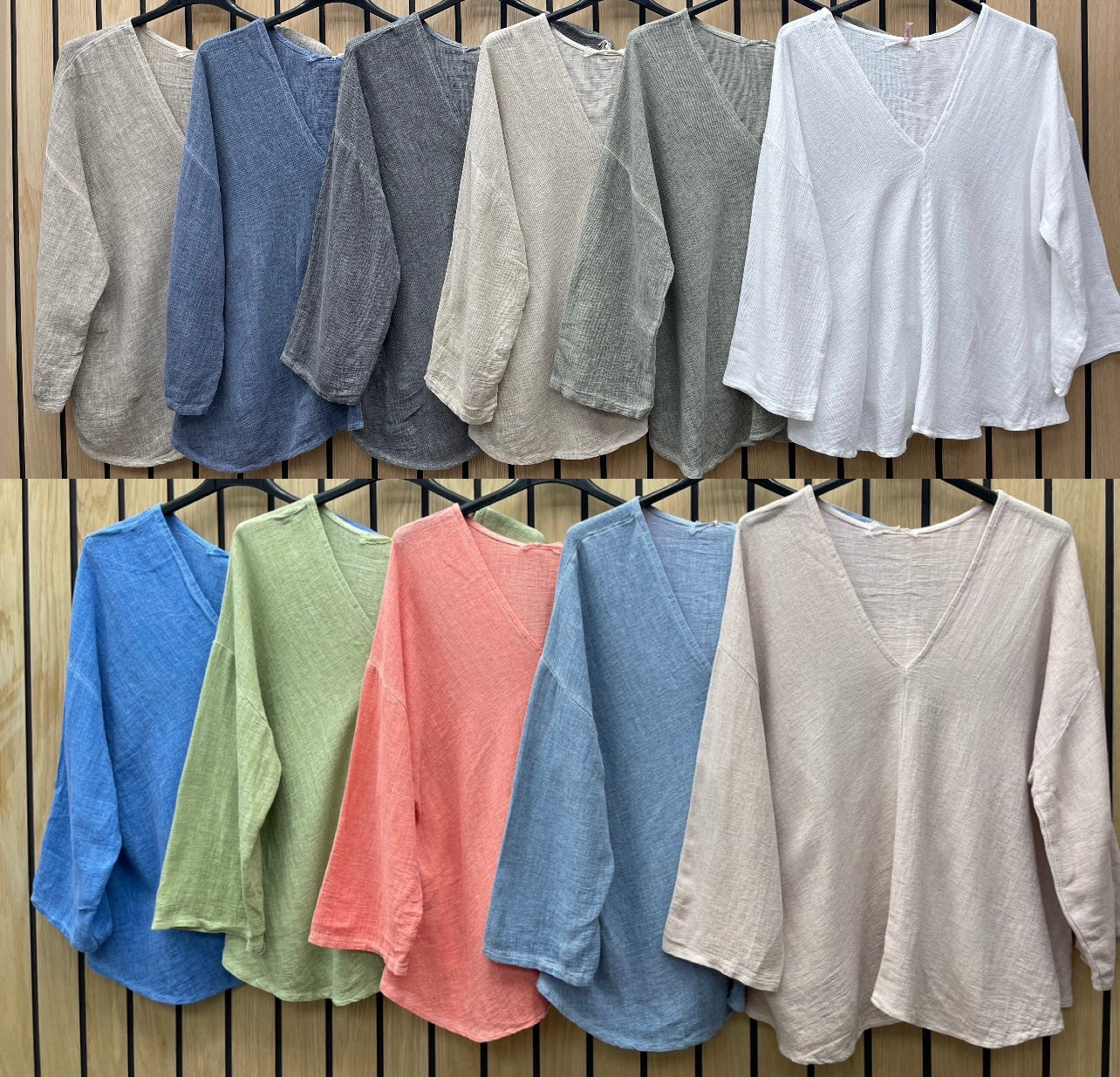 WASHED LINEN V-NECK TOP