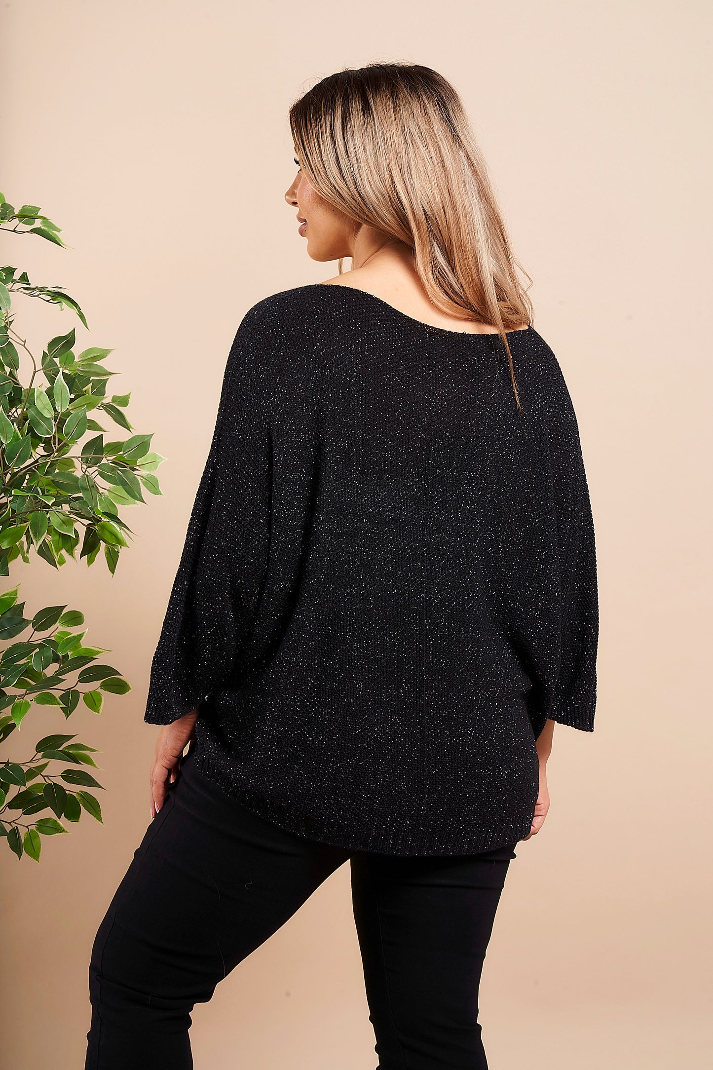 GLITZ V-NECK SHORT SLEEVE ACRYLIC JUMPER