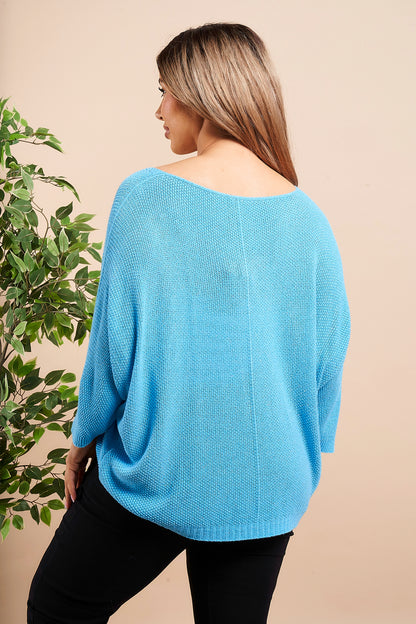 GLITZ V-NECK SHORT SLEEVE ACRYLIC JUMPER