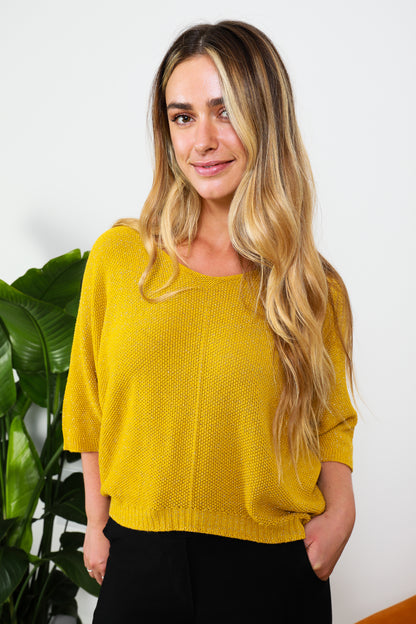 GLITZ V-NECK SHORT SLEEVE ACRYLIC JUMPER