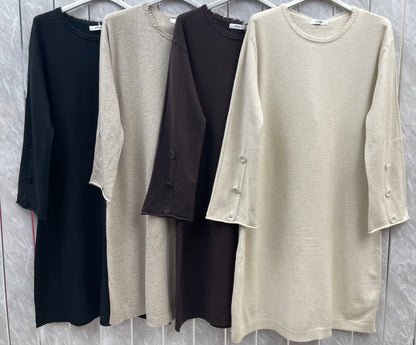 BUTTON DETAIL LONG SEEVE DRESS