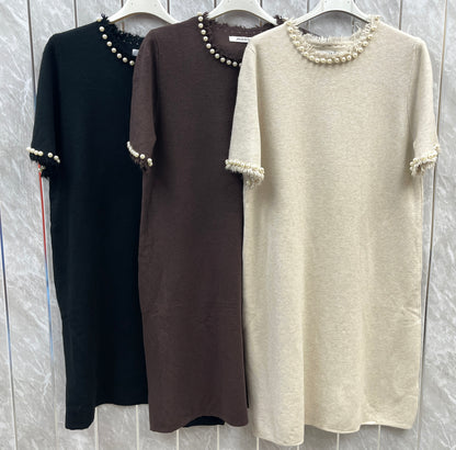 PEARL DETAIL KNIT DRESS