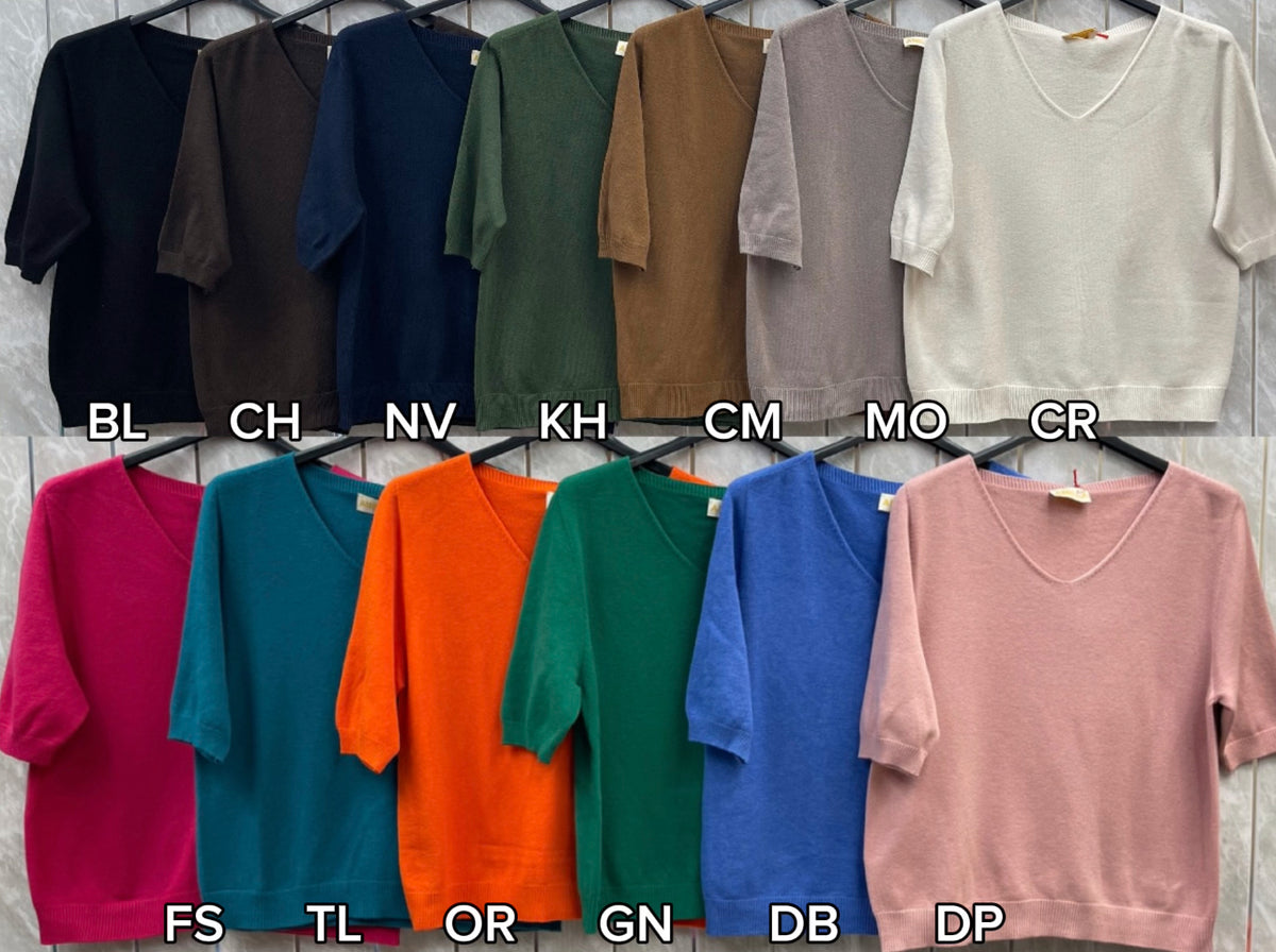 V-NECK RIBBED HEM JUMPER