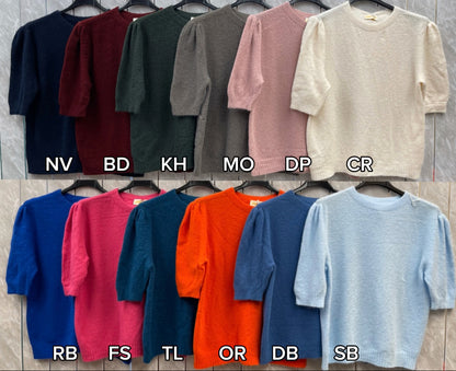 ALPACA RIBBED EDGED PUFF SLEEVE JUMPER