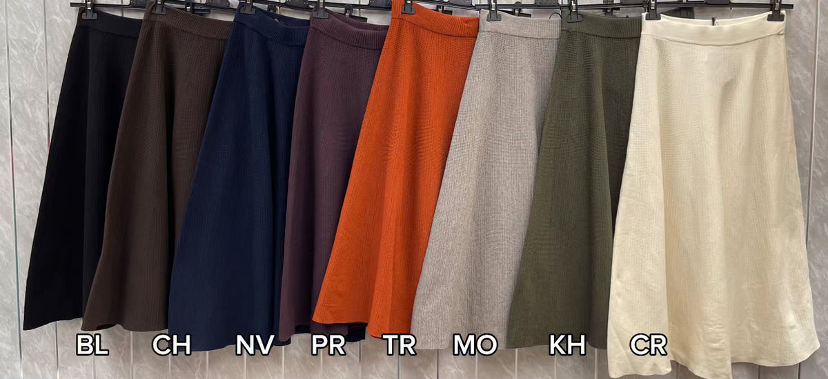 ELASTICATED RIBBED SKIRT
