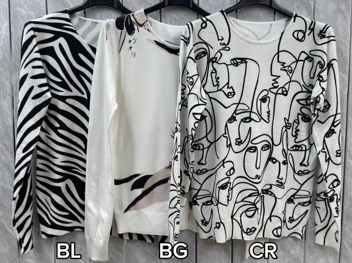 ABSTRACT PRINT SCOOP JUMPER