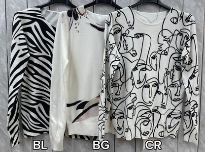ABSTRACT PRINT SCOOP JUMPER