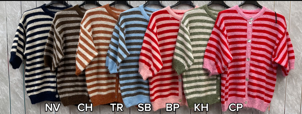 STRIPED WOOL BLEND R CARDIGAN