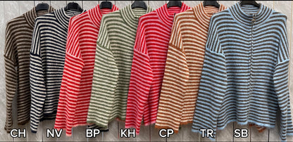 WOOL BLEND FUNNEL NECK CARDIGAN
