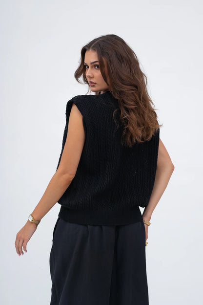 SEQUIN CABLE SLEEVELESS JUMPER