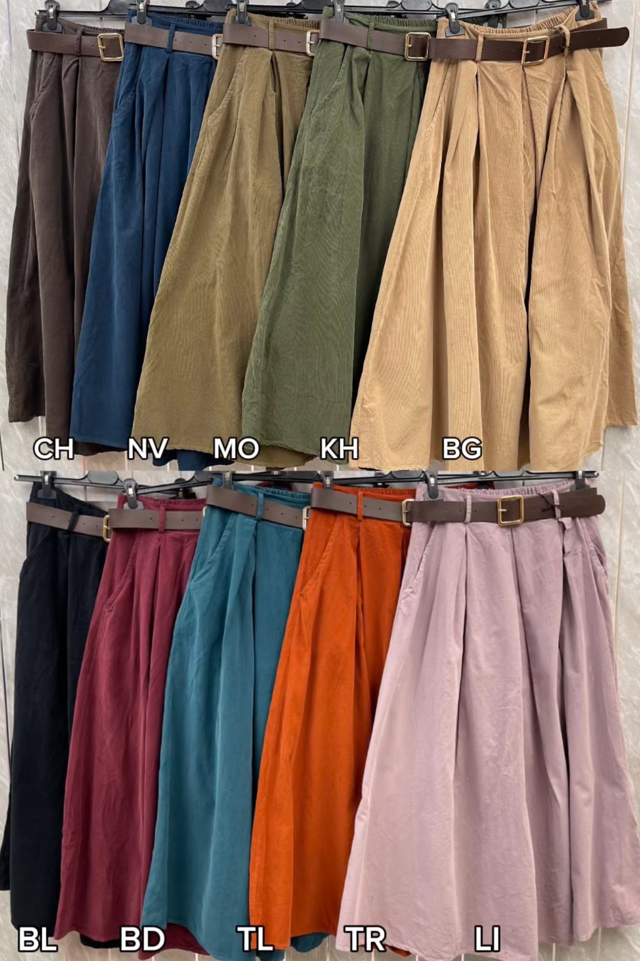 NEEDLECORD BELTED SKIRT