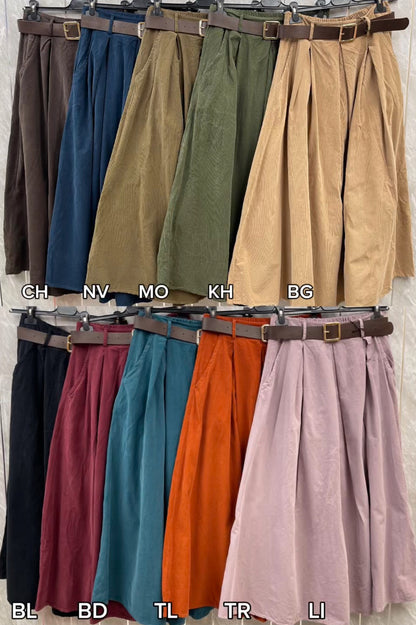 NEEDLECORD BELTED SKIRT