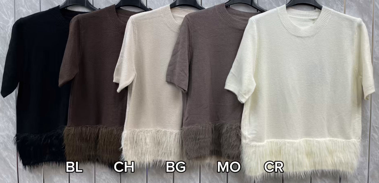 FUR BOTTOM SCOOP JUMPER