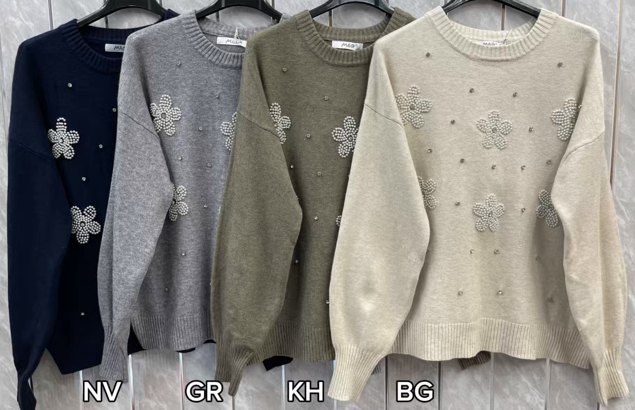 SCOOP DIAMOND FLOWER DETAIL JUMPER