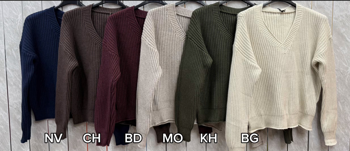 V-NECK TEXTURED JUMPER