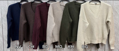 V-NECK TEXTURED JUMPER