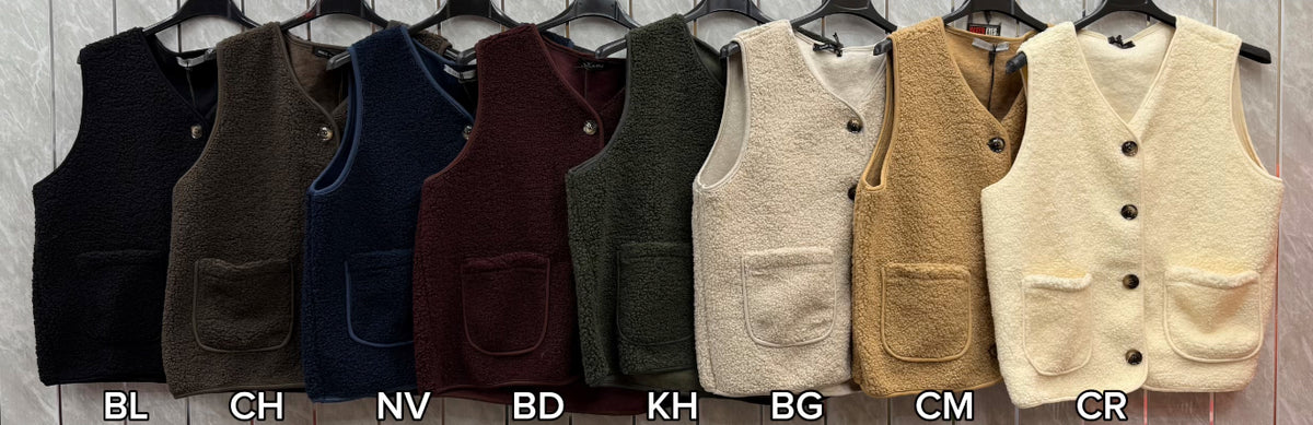 TEDDY FLEECE BUTTONED VEST