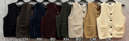 TEDDY FLEECE BUTTONED VEST