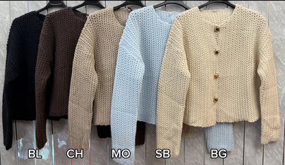 GOLD BUTTON TEXTURED CARDIGAN