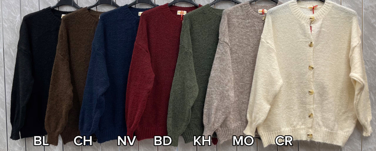 WOOL BLEND BUTTONED CARDIGAN