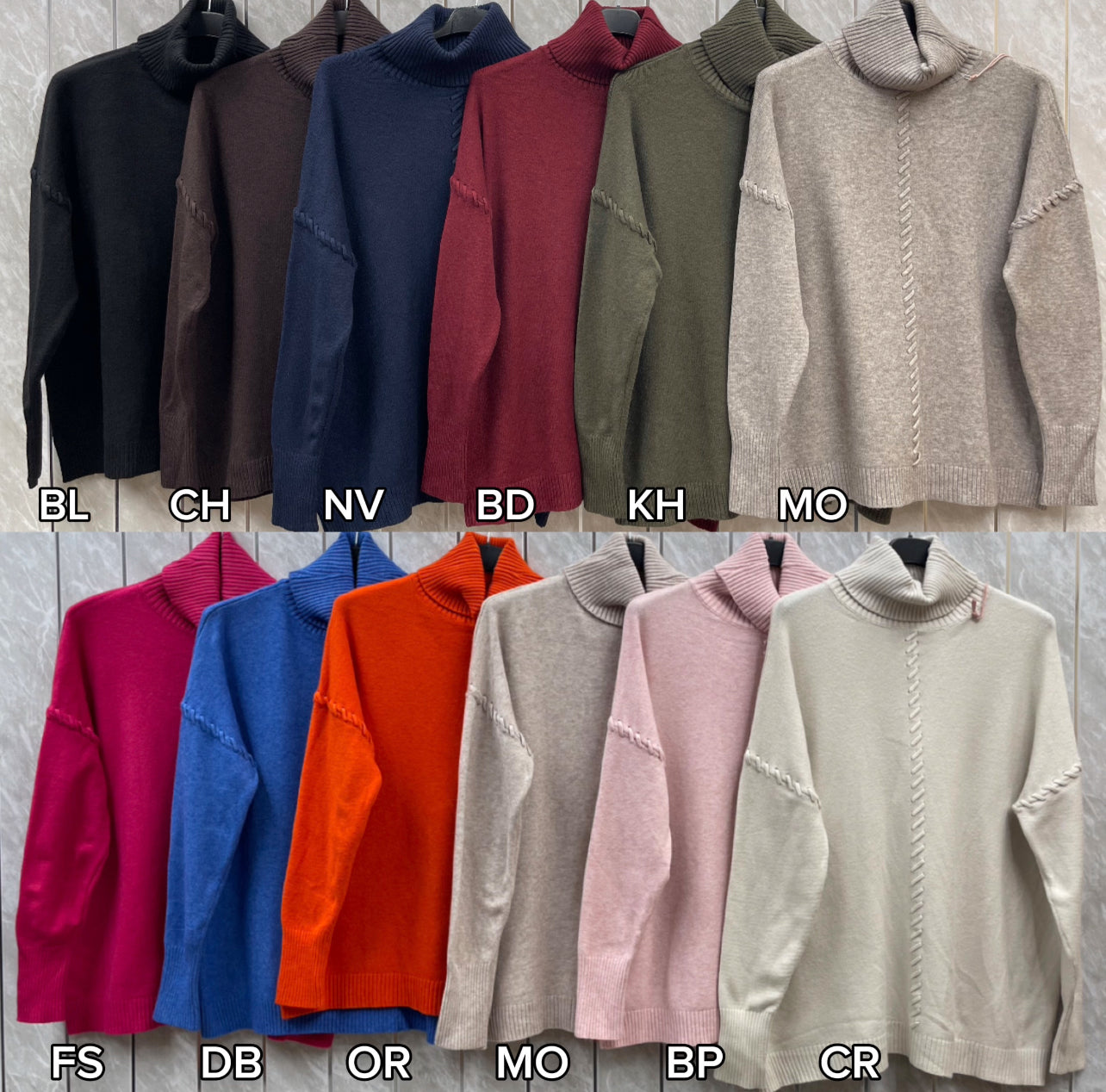 RIBBED HEM POLO NECK CABLE JUMPER