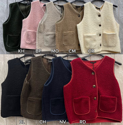 TEDDY FLEECE BUTTONED VEST