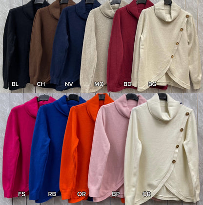 TURTLE NECK BUTTONED FRONT OPEN JUMPER
