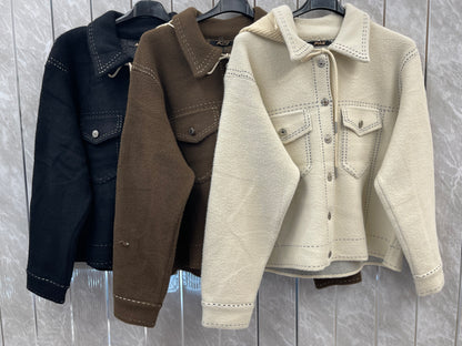 WOOL BLEND COLLAR HOODED JACKET