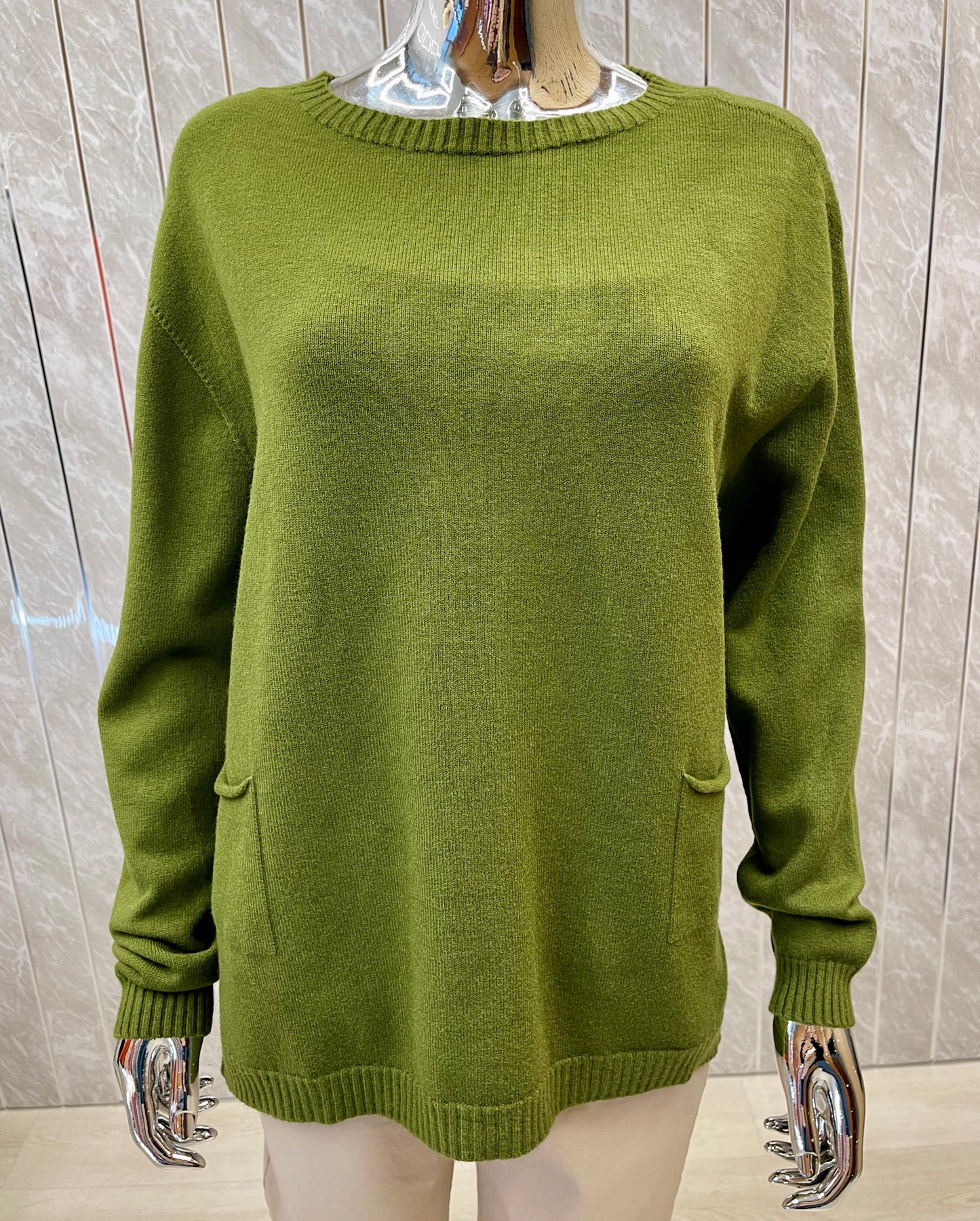 RIBBED HEM JUMPER WITH POCKETS