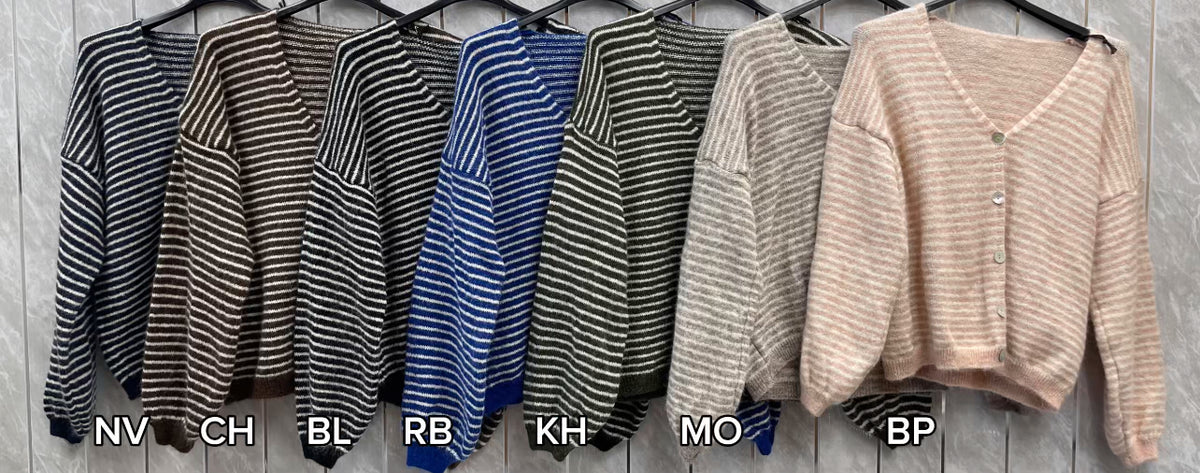 WOOL BLEND STRIPED CARDIGAN