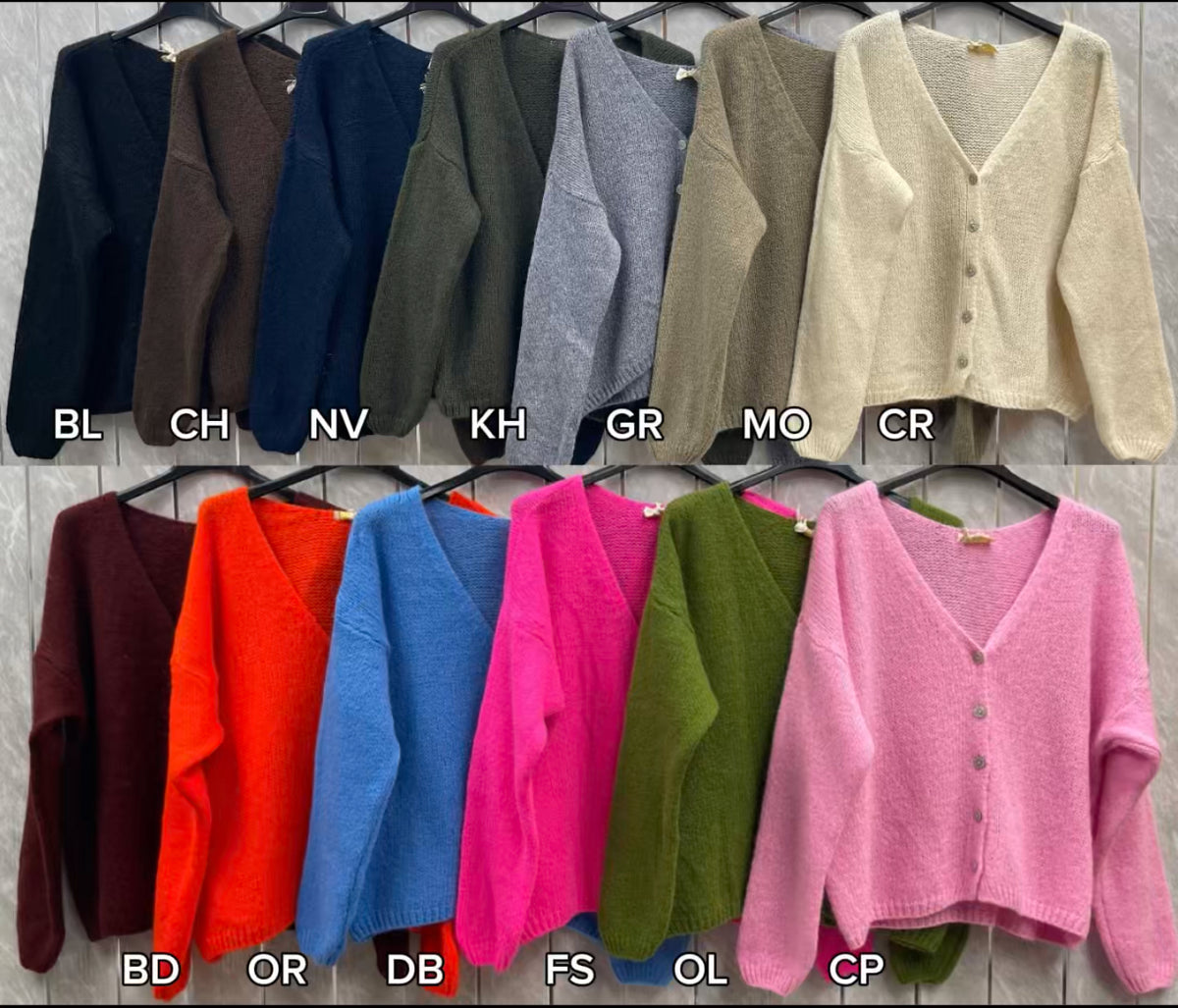 MOHAIR BUTTON THROUGH CARDIGAN
