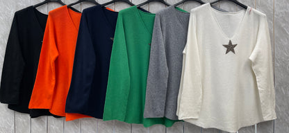 GLITZ ONE STAR Ultra Soft V-NECK SOFT JUMPER