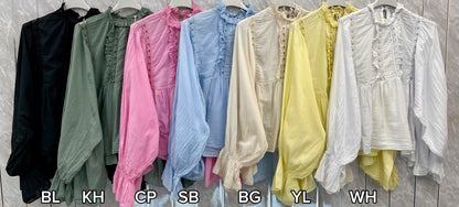 HIGH COLLARED EMBROIDERED BLOUSE