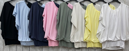 ELASTICATED NECK VISCOSE TOP