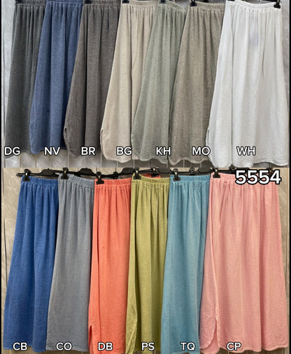 WASHED LINEN ELASTICATED WAIST SKIRT