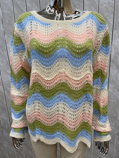 MULTICOLOUR WAVE CROCHET TOP