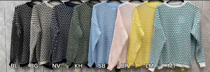 CREW NECK SPOT PATTERN CROCHET JUMPER