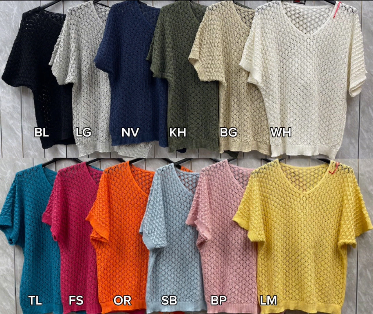 V-NECK CROCHET SHORT SLEEVE TOP