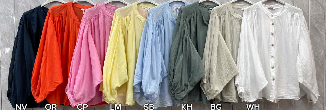 COTTON BUTTONED LONG SLEEVE TOP