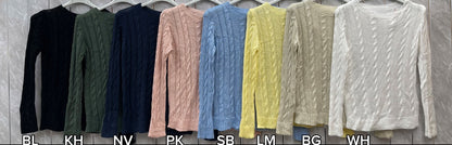 CREW NECK CROCHET CABLE JUMPER