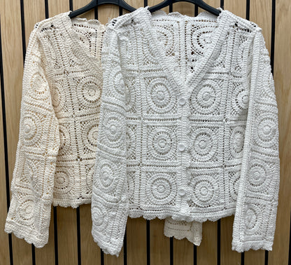 CROCHET BUTTONED CARDIGAN