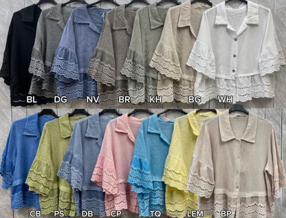 WASHED LINEN ANGLAISE SHIRT