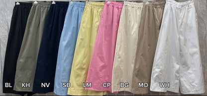 ELASTICATED WAIST BARREL WIDE LEG TROUSERS