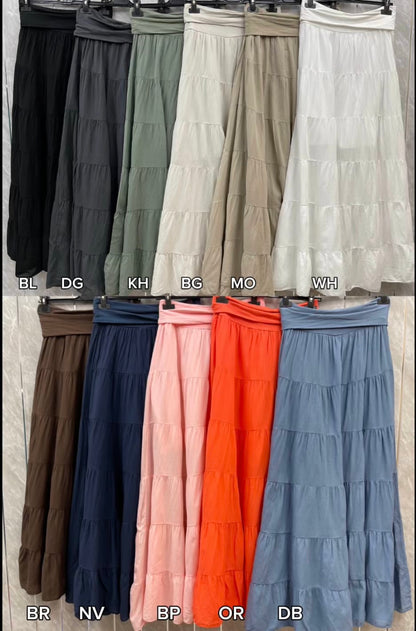 High Waist Tiered Lined Cotton Skirts