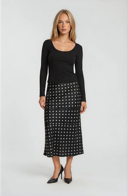 POLKA DOT PRINT SATIN SKIRT [PK-2]