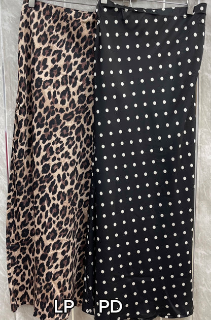 LEOPARD PRINT ELASTICATED WAIST SATIN SKIRT [PK-2]