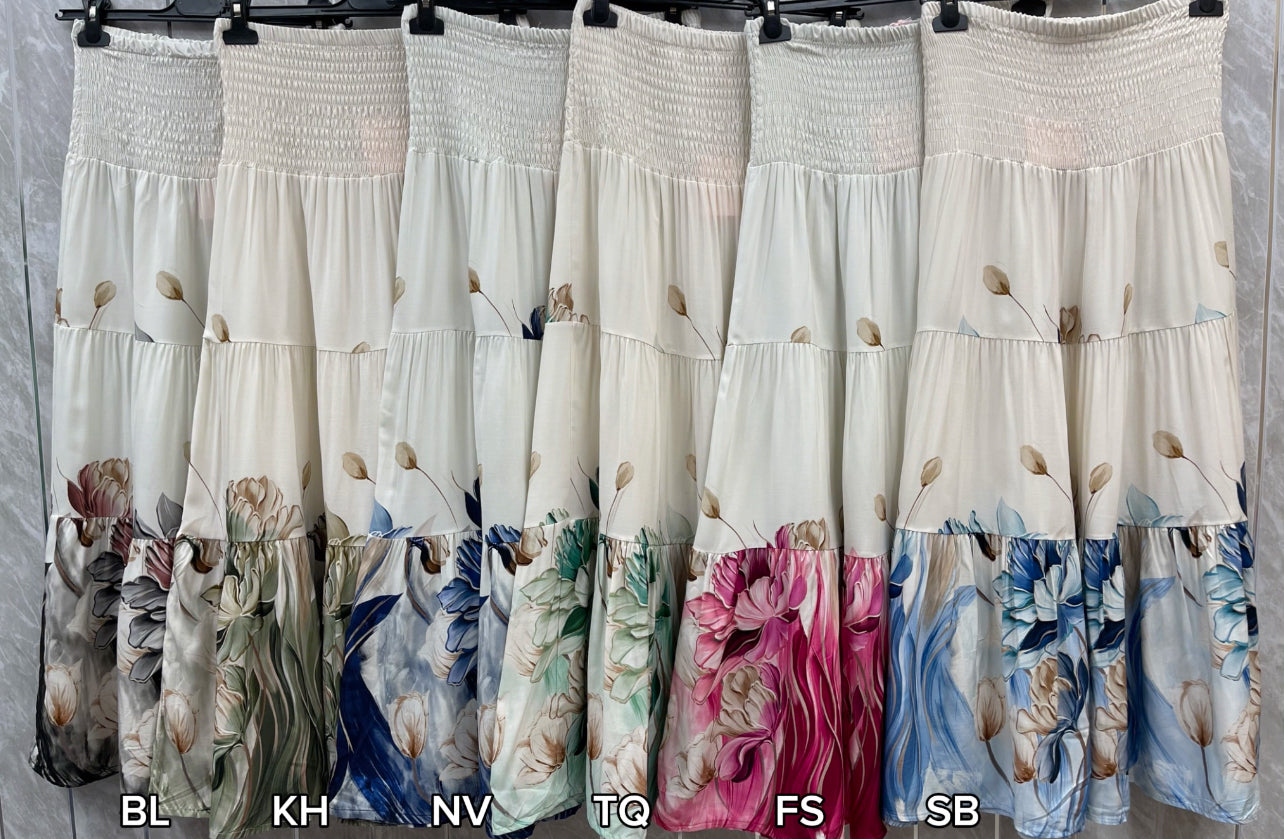 FLORAL PRINT TIERED SKIRT