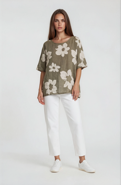LINEN FLORAL PRINT TOP