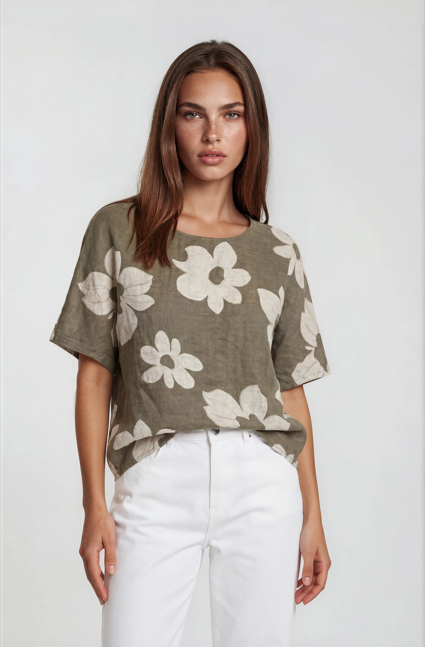 LINEN FLORAL PRINT TOP